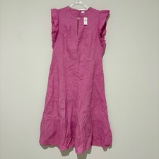 Gap flutter sleeve Ruffle Sleeve floral Midi Dress cyclamen pink size 18