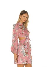 Zimmermann Bellitude Cutout Bow Front Floral Linen Mini Dress- Size 0- Worn Once