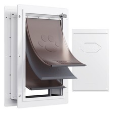 Pet Door, 14.25" x 21.1" Metal Frame with Lock and 3-Flap System, Weatherproof D
