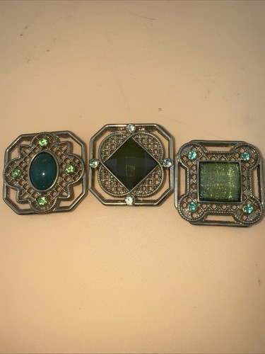 Vintage Geometric Square Brooch/concho Rhinestone Art Deco Revival Jewelry Maker