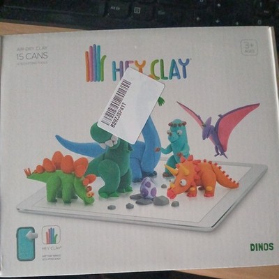 Hey Clay Dinos bunte Modelliermasse lufttrocken 15-teiliges Set ungiftig - E73363