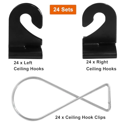 Pairs Drop Ceiling Hooks for Hanging, Heavy Duty Ceiling Hanger, 24 Black - Picture 4 of 5