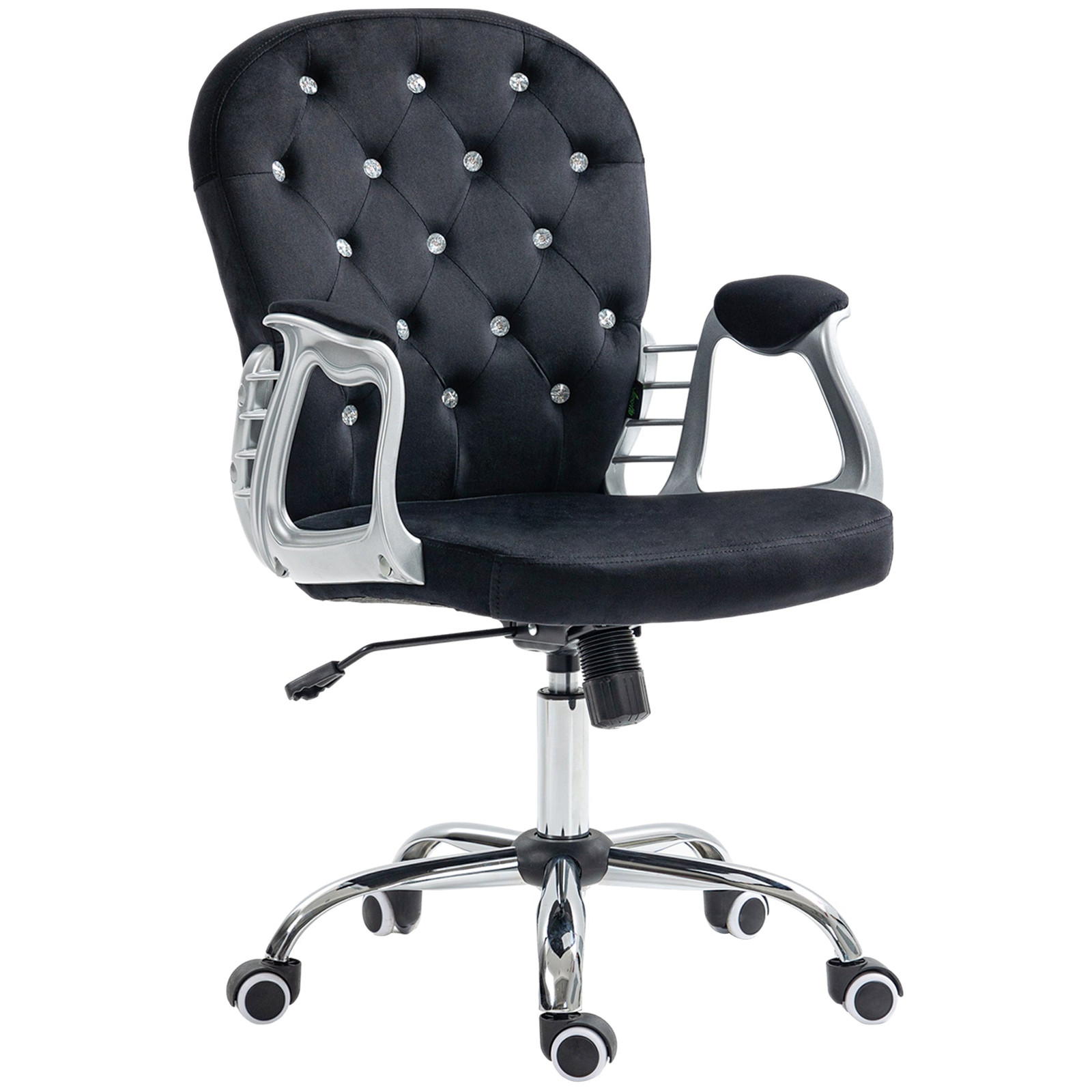 Black Velvet Office Chair with Adjustable Height & Swivel