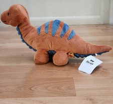 Steiff Bronko Brontosaurus Stuffed Plush NEW WITH TAGS. Approx 16" Orange Blue