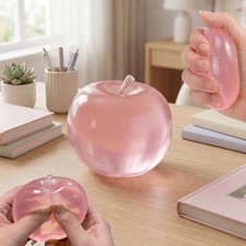 Squishy Crystal Apple Stress Ball Soft Fidget Sensory Toy for Adults Kids Pink