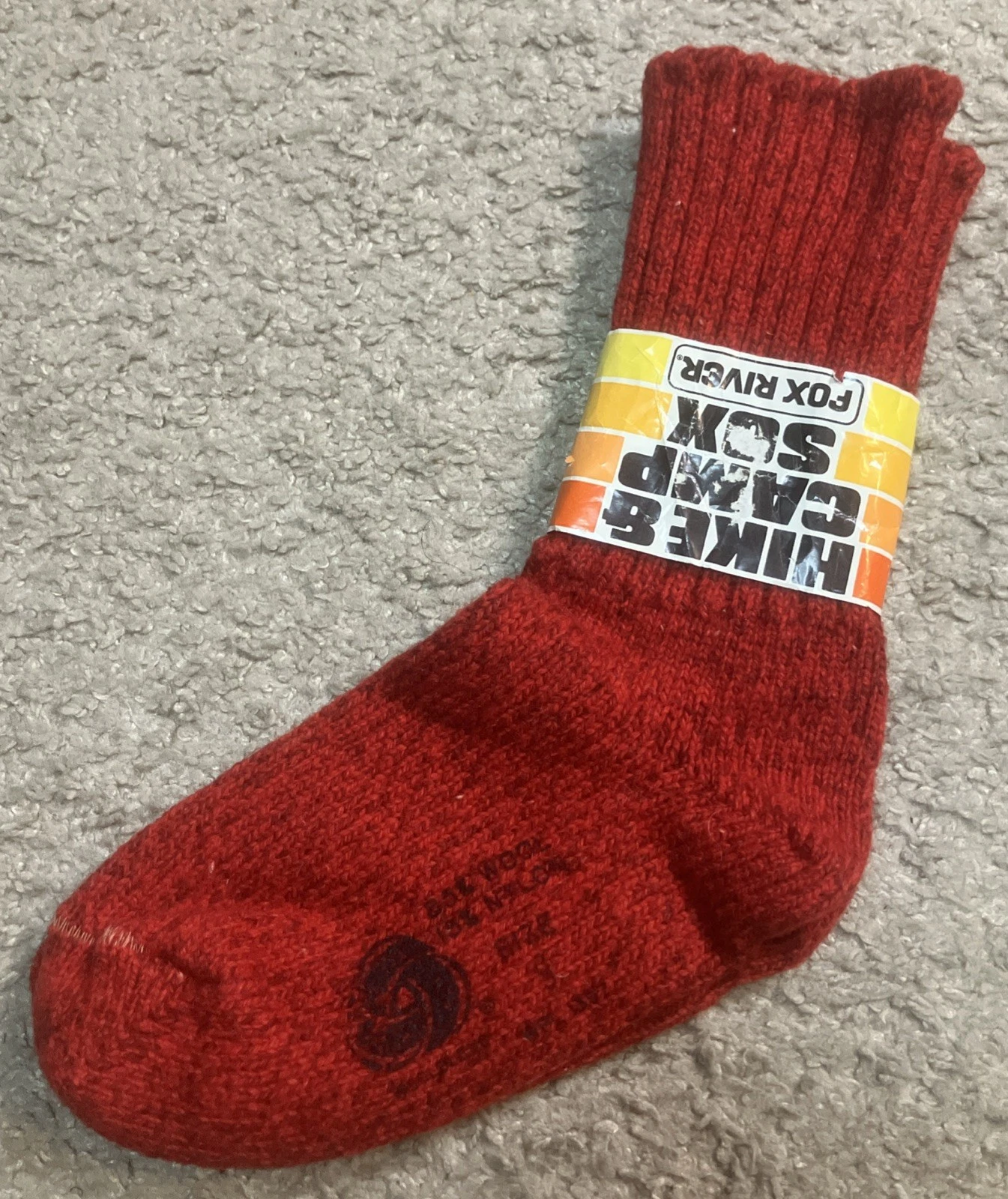 Vintage Fox River Hike & Camp Socks Size 9 Red Wool Nylon NOS USA Made