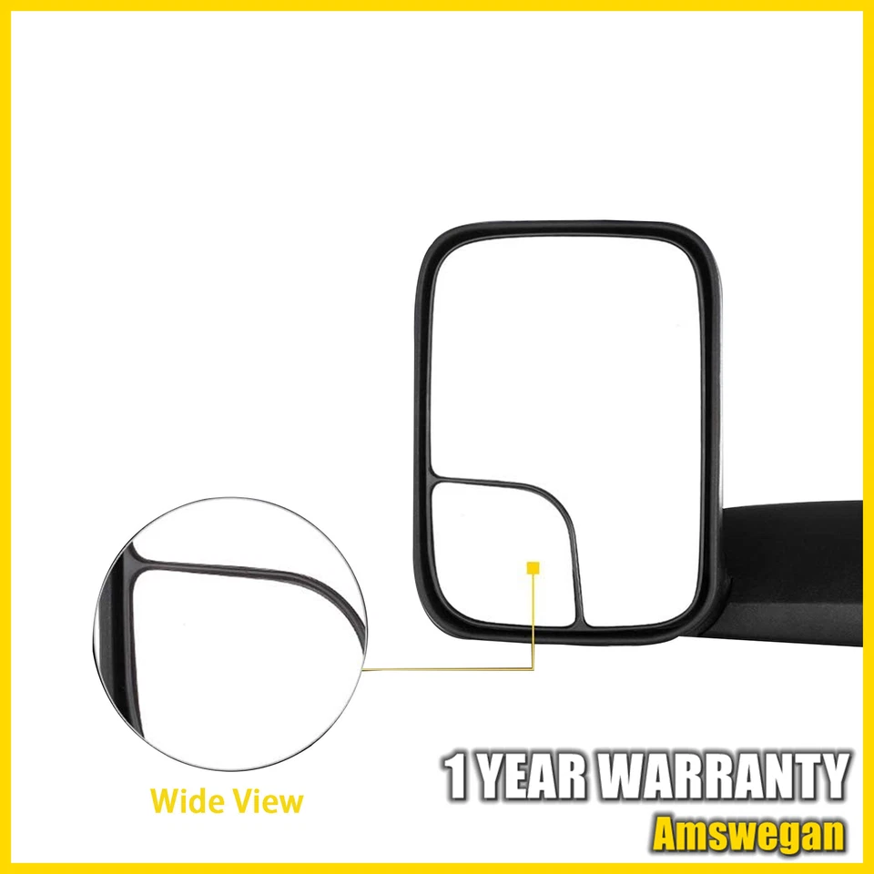 [Izquierda] Espejo retrovisor lateral manual de remolque plegable para camioneta Dodge Ram 1994-02 Foto 4 de 4