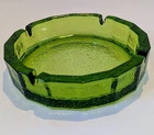 Vintage  Blenko Art Glass Ashtray Pebble Textured Thick Glass Large 7 3/4 "