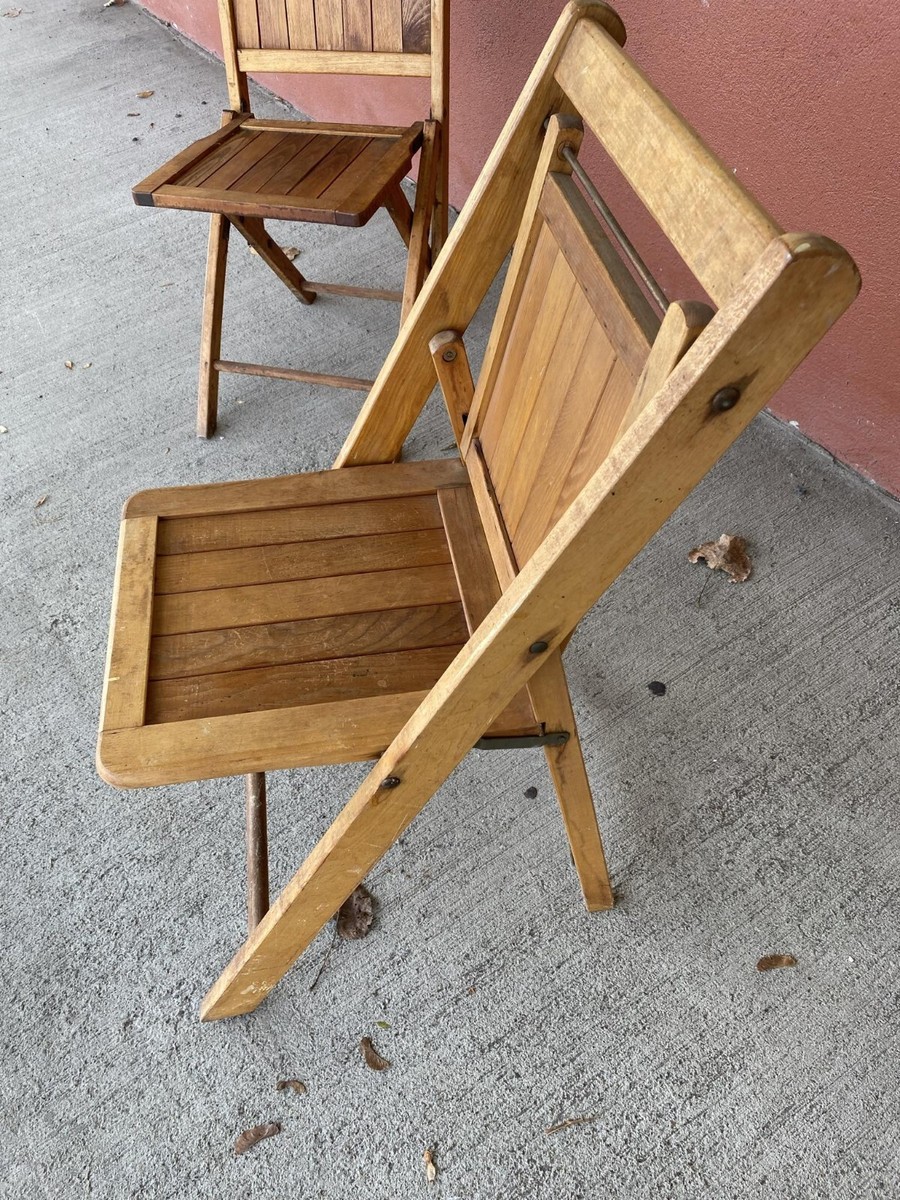 WWII Style Folding Chair ACME like Mid Century Wooden Maple