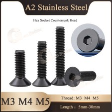 Bullone viti testa svasata attacco esagonale a brugola M3 M4 M5 304 inox annerito