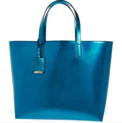 Jil Sander Ibiza Metallic Tote Handtasche Türkis Blau 