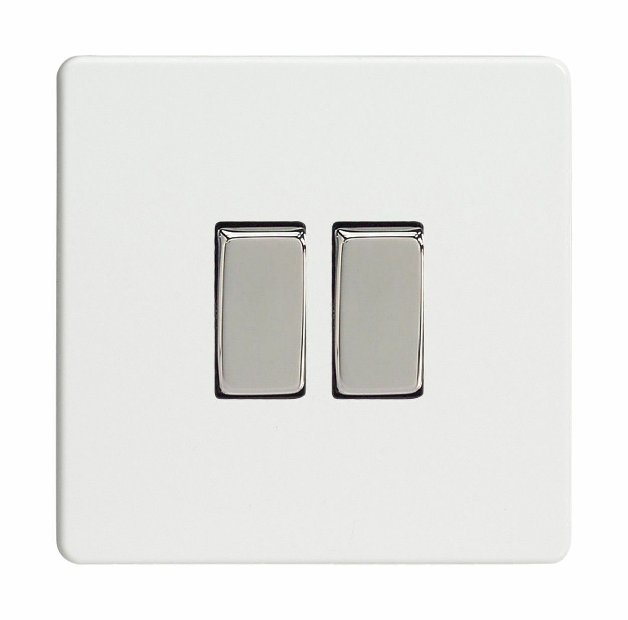 Varilight XDQ77S Screwless Premium White 2 Gang Intermediate Rocker Light Switch