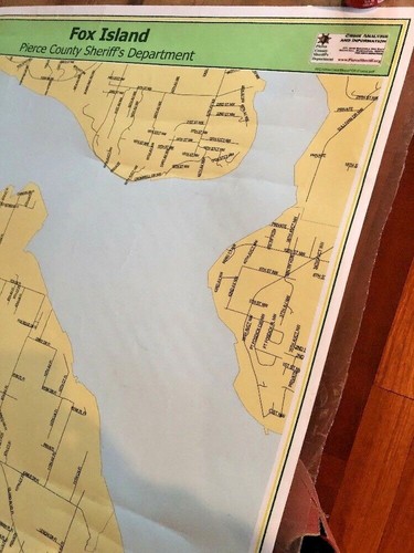 Mapa Vintage FOX ISLAND Condado de Washington Logotipo del Sheriff 36x44 Tacoma Laminado GRANDE - Imagen 9 de 12