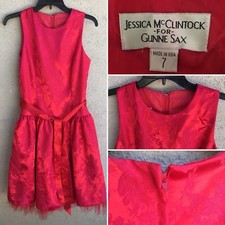 Vintage Jessica McClintock For Gunne Sax Dress Hot Pink Party Prom 7 Made In USA