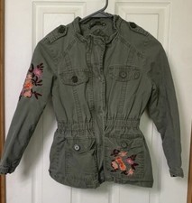 Joujou Olive Green Embroidered Coat Size Medium