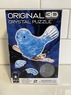 New - BePuzzled 3D Crystal Puzzle - Blue Bird: 47 Pcs - Ages 12+ | 1 player