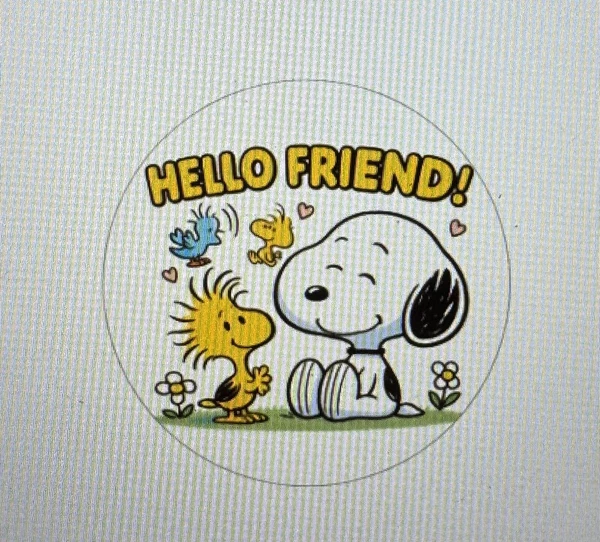 CARTOON DOG & BIRD HELLO FRIEND ENVELOPE STICKERS GIFT TAGS ROUND LABELS 30