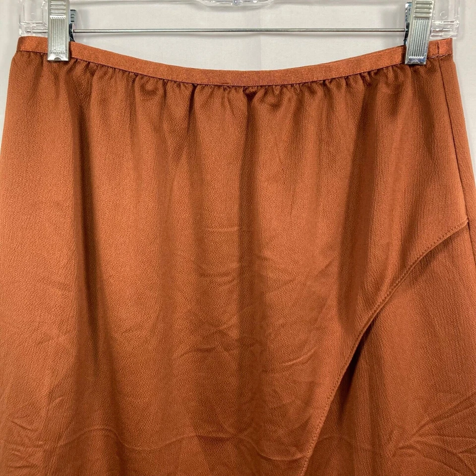 French Connection Skirt Womens Sz M Alessia Brown Silky Wrap Midi Lightweight - Image 2 of 4