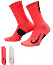 NIKE Men's Multiplier Socks x2 size 12-15 XL White Orange