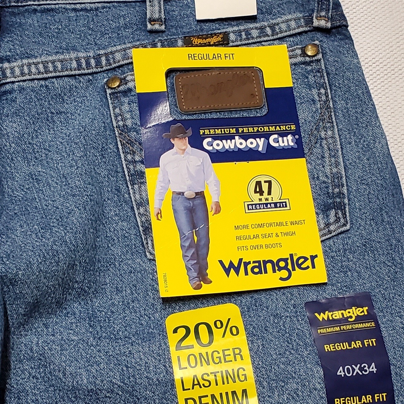 Men's Wrangler Cowboy Cut 47MWZSW Regular Fit 40x34 Denim Jeans New 47 MWZ