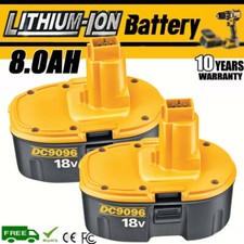 2PACK 18V For Dewalt 18 VOLT 8.0Ah DC9096 DC9098 Li-ion Battery DC9096-2 Replace