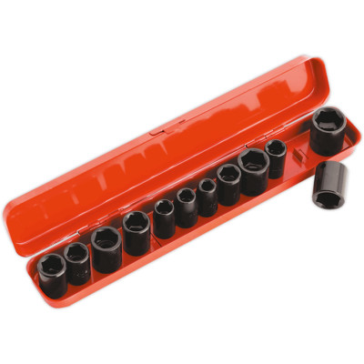 Sealey 12 Stück 3/8'' Antrieb Sechskant Schlagschrauber Steckschlüsselsatz metrisch und imperial