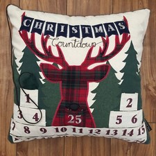 Christmas Advent Pillow Countdown Down Pocket Holiday Tartan Cabincore