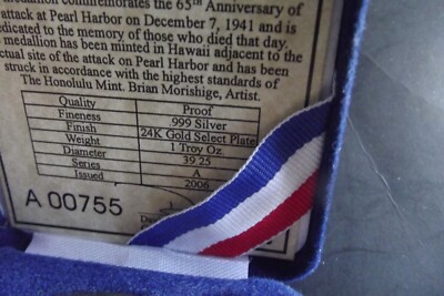 2006 Pearl Harbor 65th Anniversary Medallion 