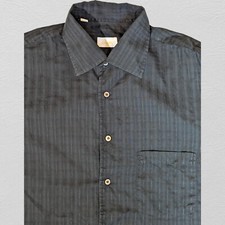 Brioni Gold Label Shirt Men Size 5 / XXL 2XL Mesh Button SS Made in Italy Black