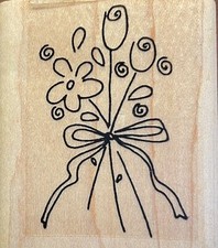 Retired - Stampin' Up Wood Mounted Rubber Stamp - Flower Bouquet