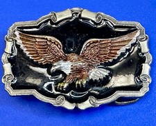 Hunting Flying Diving Patriotic Eagle 3D Western Great American 1983 Belt Buckle