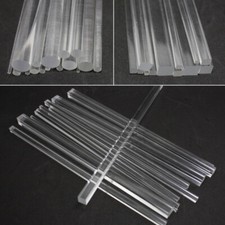 Plastic Clear Acrylic Square Rod Bar Round Rod Circular Bar 100/200/300mm Length