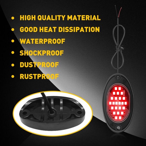 8 Pod Red LED Rock Lights Kit For Offroad Truck Underbody Neon Underglow Lamp J - Picture 8 of 11
