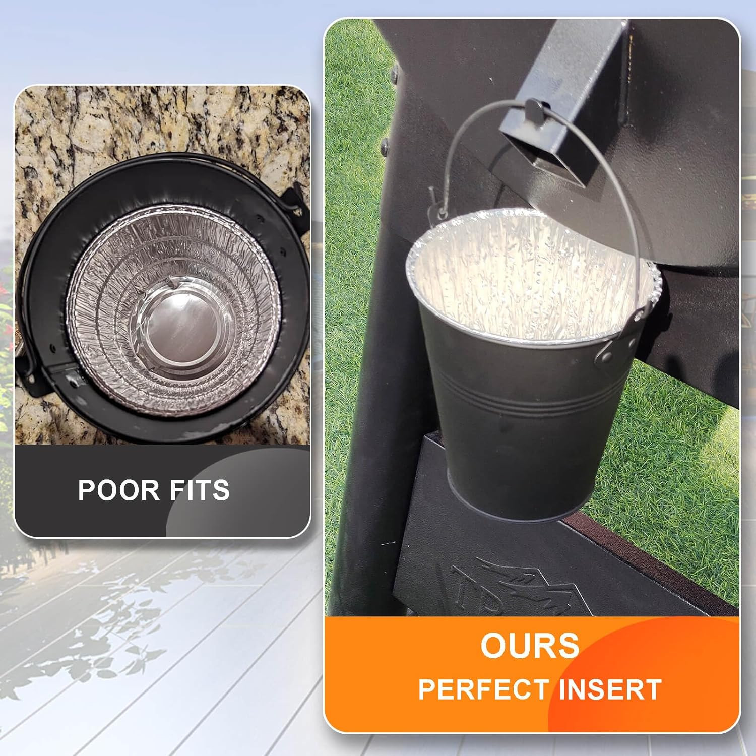 Drip Grease Bucket & Liners for Traeger 20/22/34 Series, Pit Boss, Camp