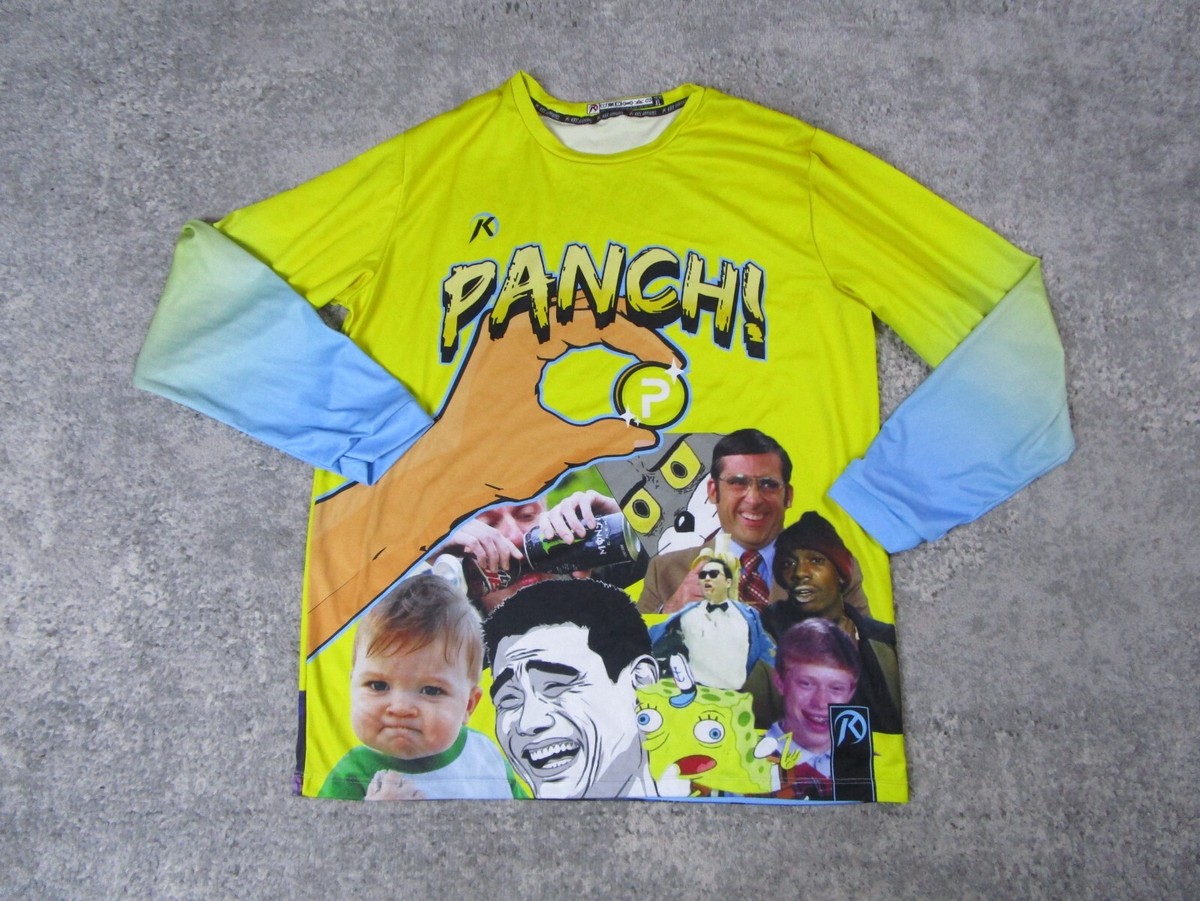 KBS Apparel Shirt Mens XL All Over Print Internet Memes Yellow Panch Activewear