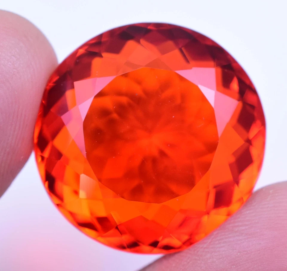 Opala laranja australiana natural impecável 50,90 quilates pedra preciosa solta redonda certificada - Imagem 2 de 4