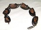 Vintage MARKED STERLING SILVER BROWN STONE LINK BRACELET Leopard Skin Jasper?~EX — photo 8