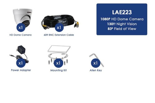 Lorex LAE223 1080p HD Analog Security Dome Camera,130ft NV, White - Picture 7 of 9