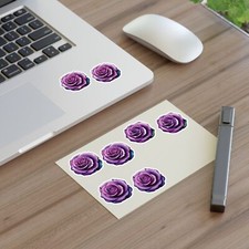 Purple Rose Sticker Sheets - Floral D cor, Planner Stickers, Gift Wrap,