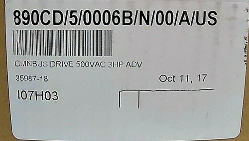 PARKER HANNIFIN 890CD/5/0006B/N/00/A/US DRIVE AC890 CMBBUS / VARIABLE FREQ. *FS* - Picture 2 of 12