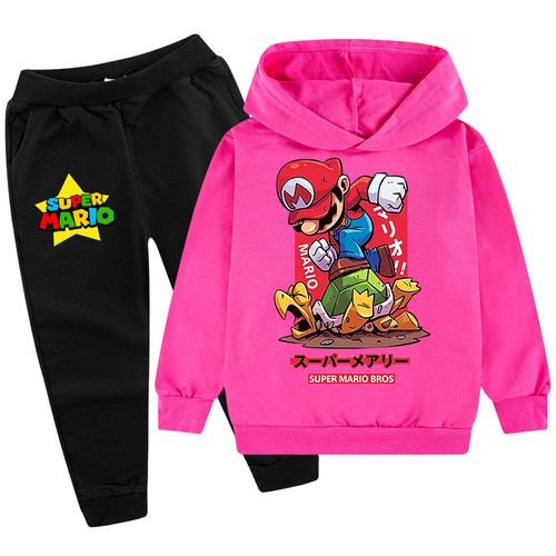 Print Casual Hoodie Hosen Anzüge Kapuze Top Trainingsanzug Set 2-13Y Super Mario - Bild 21 von 37