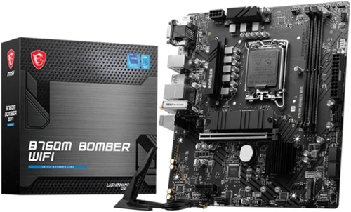 MSI B760M BOMBER WIFI Motherboard, Micro-Atx - Supports 14Th/13Th/12Th Gen Intel