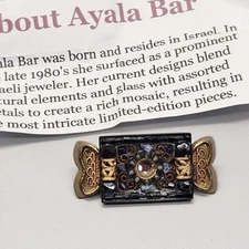 Vintage Ayala Bar Brooch Mosaic Handmade Artisan Israel 1.5"