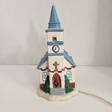 Vintage Hand Painted Christmas Ceramic Church. Working light.