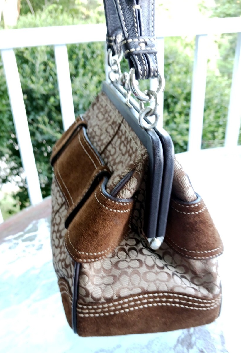 Coach 3649 Vintage Soho Brown Suede, Leather & Signature C Canvas