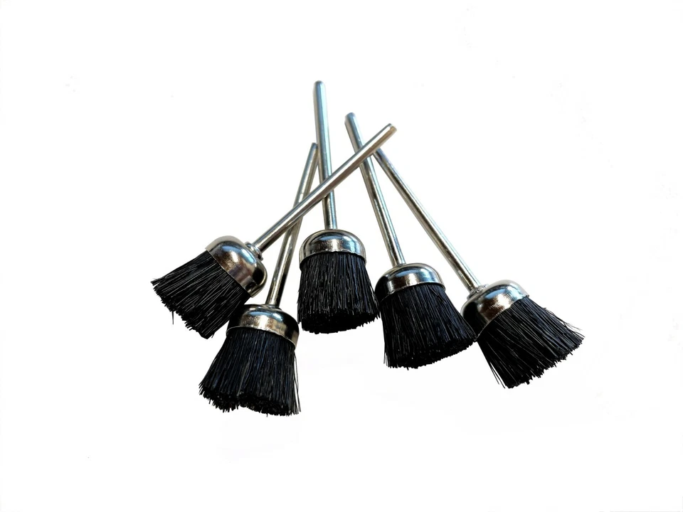 Proops Pack of 5 Open Cup Brushes (Small), Black Nylon, 2.35mm Shank. X1310