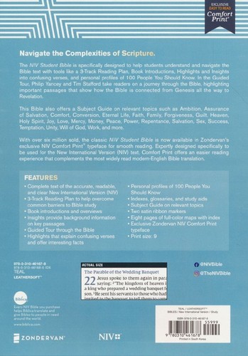 NIV Student Bible soft leather-look, teal BRAND NEW in Shrink Wrap!!! - Imagen 8 de 8