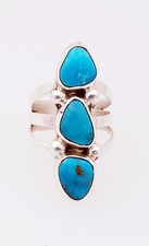 Native American Handmade Sterling Silver with Turquoise Ring Size 7