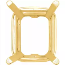 8mm x 10mm Emerald Cut 10k Yellow Gold Basket 4 Prong Setting Mount USA MADE