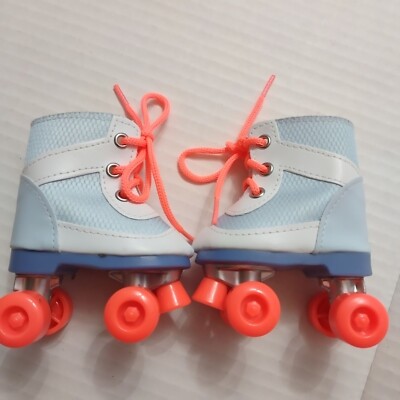 Our Generation neon orange Roller Skates ROLL WITH IT Laces fo18'' Doll Battat